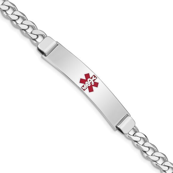 Kazi Luxury Sterling Silver Rhodium-plated Medical ID Curb Link Bracelet